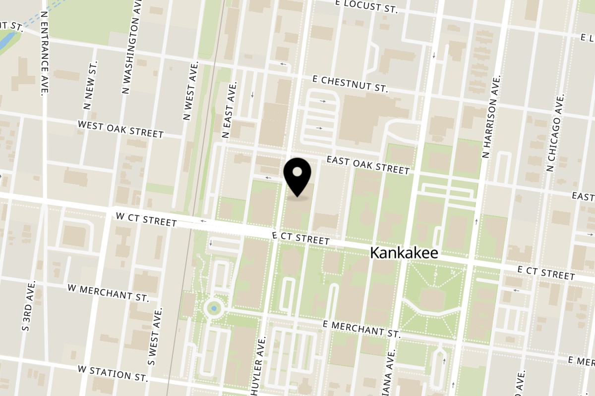 Map showing the location of Essential Smoothies Cafe on 150 N Schuyler in Kankakee